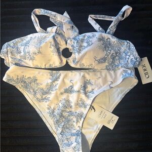Cider Blue and White Toile Two-Piece Bikini Set